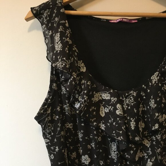 Retro Floral Boho Ruffle Collar Sleeveless Belted Dress - Picture 8 of 16